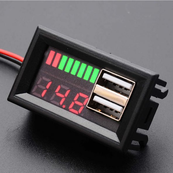 USB Soketli Voltmetreli Akü Kapasite Göstergesi 12V Pil uyumlu - 2