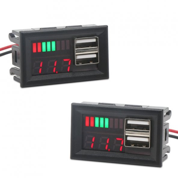 USB Soketli Voltmetreli Akü Kapasite Göstergesi 12V Pil uyumlu - 3