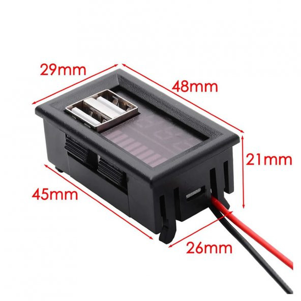 USB Soketli Voltmetreli Akü Kapasite Göstergesi 12V Pil uyumlu - 8