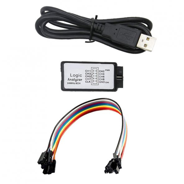 Usb Lojik Analizör - 24Mhz 8 Kanal - Spı I2C Uart Can Dmx512 Profesyonel Data İnceleme Debug Aracı - 2