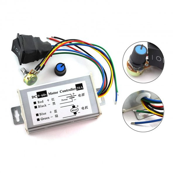20A 60V DC Motor Hız Kontrol Devresi Yön Kontrol Anahtarlı - 2
