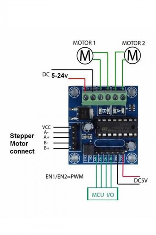 Mini L293D Motor Modül-4 Adet DC Motor Sürücü - Step Motor Sürücü - 8