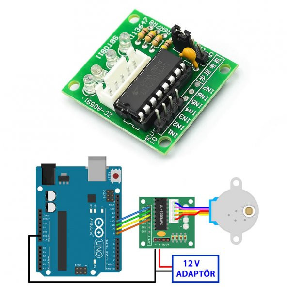 12V 28BYJ48 Step Motor + ULN2003A Sürücü Kartı - 6