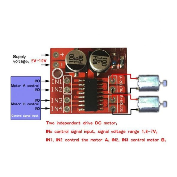 Mini L298N Motor Sürücü Modül-Hız Kontrollü - 7