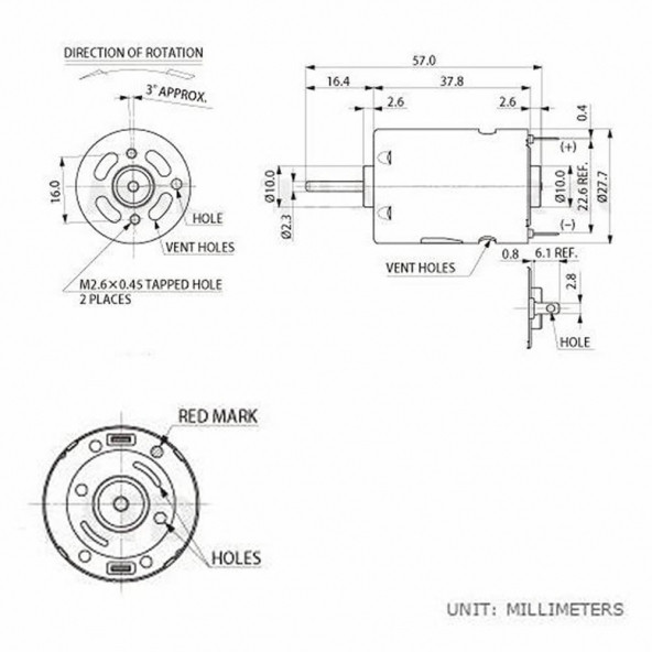 RS380 DC Motor 20000 RPM Yüksek hızlı DC 18V DIY RC Oyuncak Model Araba Bot Helikopter Vakum Fan Elektrik - Resim 8