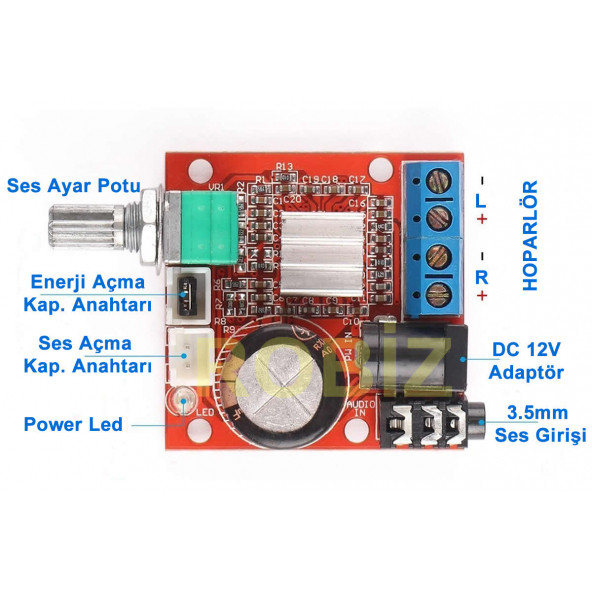 PAM8610 2x 10W Stereo Amplifikatör Modül  DC 6-15V Class D Amfi Devresi Ses Kontrol Potu - Resim 8