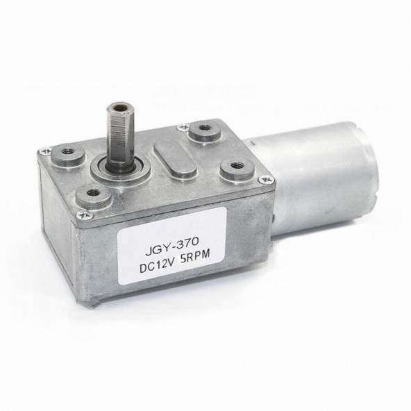 JGY370 DC 12V 5 Rpm Redüktörlü DC Motor 2 Yönde Dönme L Tip 26kg.cm Yüksek Tork Metal Dişli