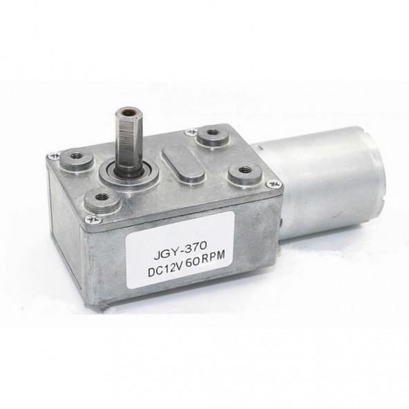 JGY370 DC 12V 60 Rpm Redüktörlü DC Motor 2 Yönde Dönme L Tip 1kg.cm Yüksek Tork Metal Dişli