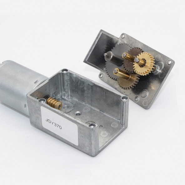 JGY370 DC 12V 60 Rpm Redüktörlü DC Motor 2 Yönde Dönme L Tip 1kg.cm Yüksek Tork Metal Dişli - 5