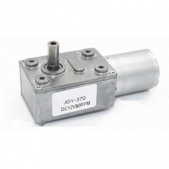 JGY370 DC 12V 90 Rpm Redüktörlü DC Motor 2 Yönde Dönme L Tip 0.5kg.cm Yüksek Tork Metal Dişli