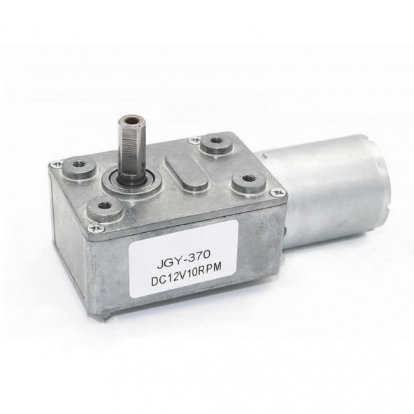 JGY370 DC 12V 10 Rpm Redüktörlü DC Motor 2 Yönde Dönme L Tip 15kg.cm Yüksek Tork Metal Dişli