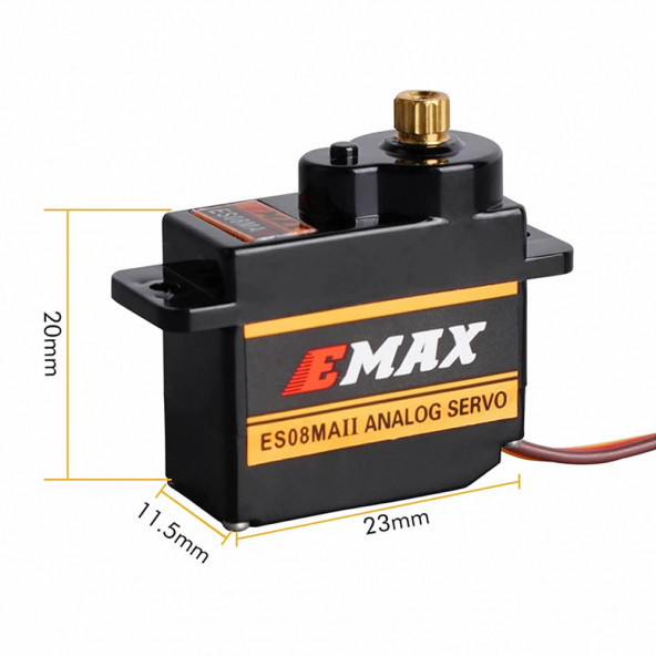 EMAX ES08MA II 12gr Analog Servo Motor Mini Metal Dişli 1.8kgcm Tork RC Uçak Drone Robot Kol - 7