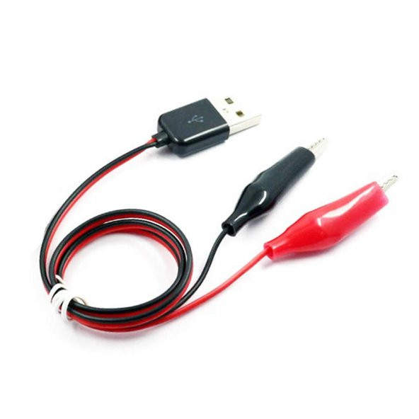 Usb Krokodil Çevirici Kablo - 5V Kaynak Test Kablosu 60Cm Max 2A