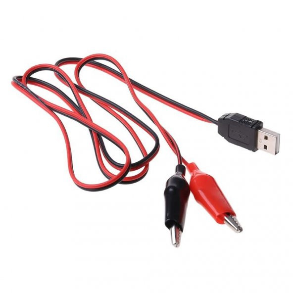 Usb Krokodil Çevirici Kablo - 5V Kaynak Test Kablosu 60Cm Max 2A - 3