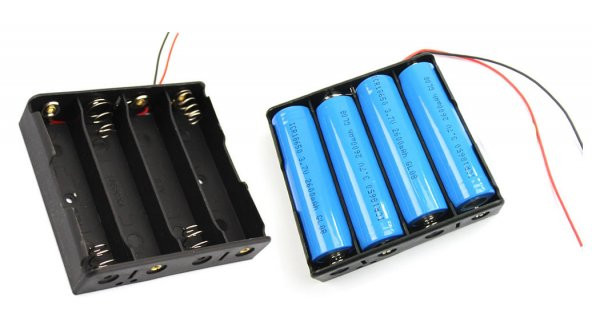 18650 4lü Pil Kutusu Seri 4 yuva 14.8V Seri Lityum Lion Batarya Yuvası Mobil Güç Kaynağı 15cm Kablo