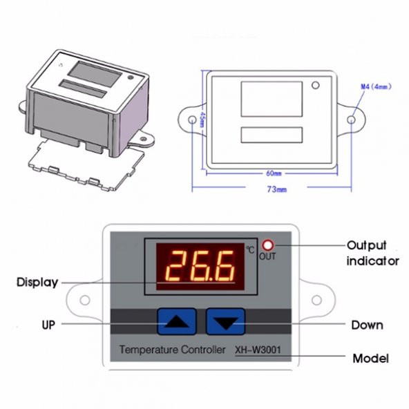 XH-W3001 AC 220V Dijital Termostat-Akvaryum-Kuluçka-Buzdolabı - 7