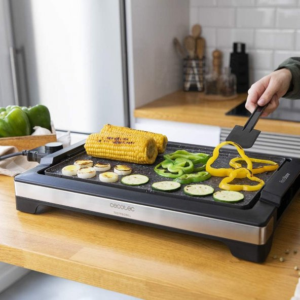 Cecotec Tasty & Grill 2000 Plancha paslanmaz çelik elektrikli 2000 W, plaka Taş taşı yapışmaz. - 2