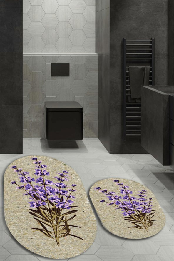Çiçek Desenli 2'li Banyo Paspas Takımı (40x60 / 60x100)