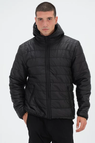 Slim Fit İçi Kürk Astarlı Kapüşonlu Şişme Mont Erkek - 4