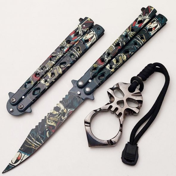 22 Cm Çelik Lazer İşleme Kuru Kafa Desenli Kamp & Outdoor KELLO