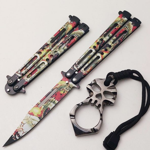 22 Cm Çelik Lazer İşleme Kuru Kafa Desenli Kamp & Outdoor KELLO