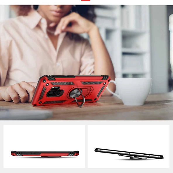 Galaxy S9 Kılıf Zore Vega Yüzüklü Standlı Zırh Kılıf - Resim 8