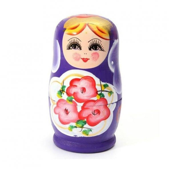 Ahşap Matruşka Bebek Beşli Set Mor - 4