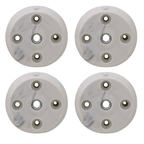 Mobilya Masa Sehpa Ayağı Bağlantı Aparatı Düz Ayak Tabanı Beyaz (4 ADET)