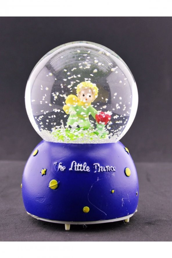 Sevgiliye Hediye Küçük Prens Kar Küresi Orta Boy Işıklı Müzikli 12cm