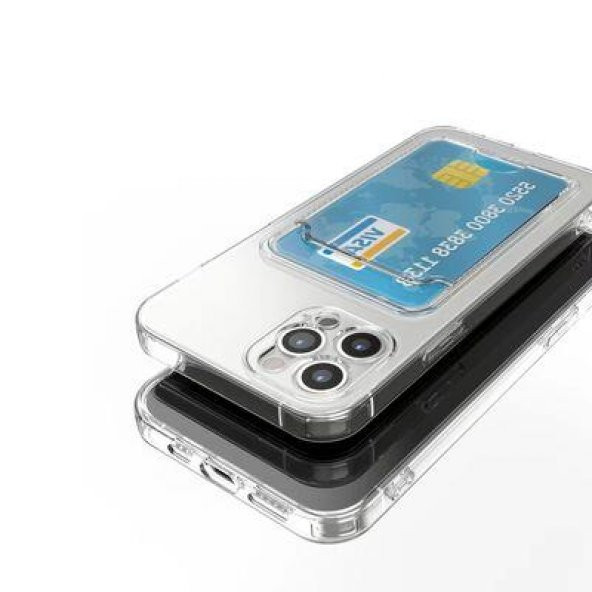 Apple iPhone 12 Pro Max Kılıf Kartlıklı Şeffaf Setra Clear Silikon Kapak