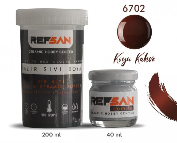 Hazır Çini ve Seramik Boyası 6702 Koyu Kahve 200 ml - 2