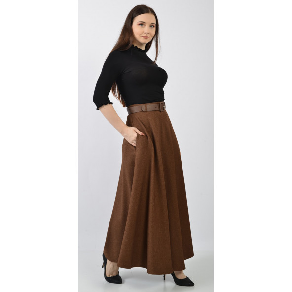 SORALLİNE KADIN KLOŞ ETEK KIŞLIK 779 KAHVE - 2