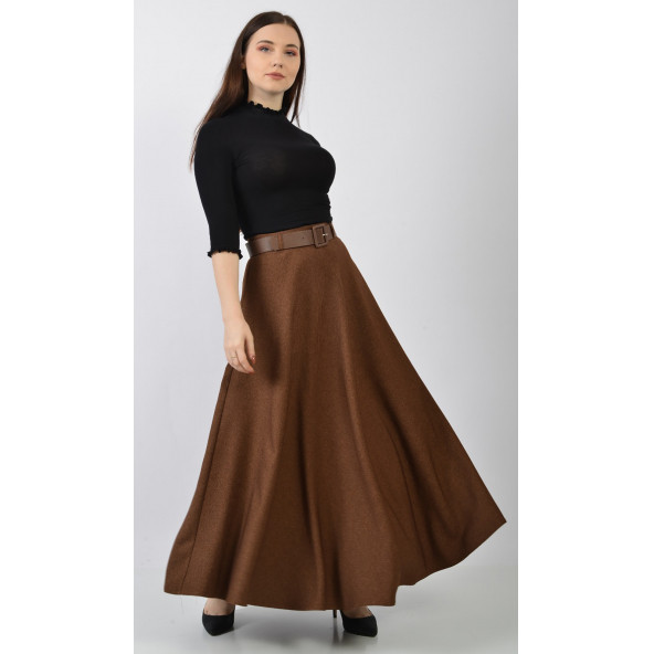 SORALLİNE KADIN KLOŞ ETEK KIŞLIK 779 KAHVE - 3