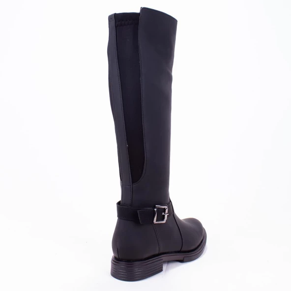 Dagoster DZA07-43621910 Siyah Günlük Streçli Düz Topuk Kadın Çizme - 4