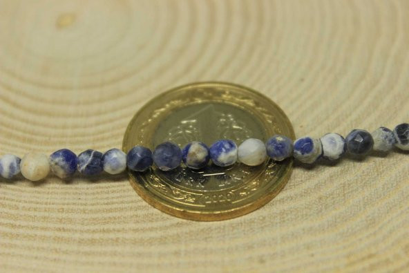 Sodalit Taşı Faset Kesim 4mm/10 adet ürün görseli