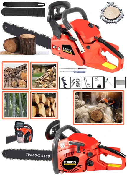 EISENN Turbo EX-9600S Benzinli Ağaç Motoru Testere Hızar Bıçkı Makinası 55 CM Pala Ve Zincirli - 2