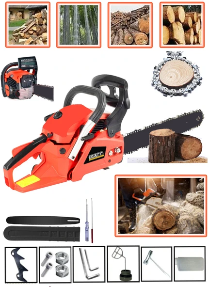 EISENN Turbo EX-9600S Benzinli Ağaç Motoru Testere Hızar Bıçkı Makinası 55 CM Pala Ve Zincirli