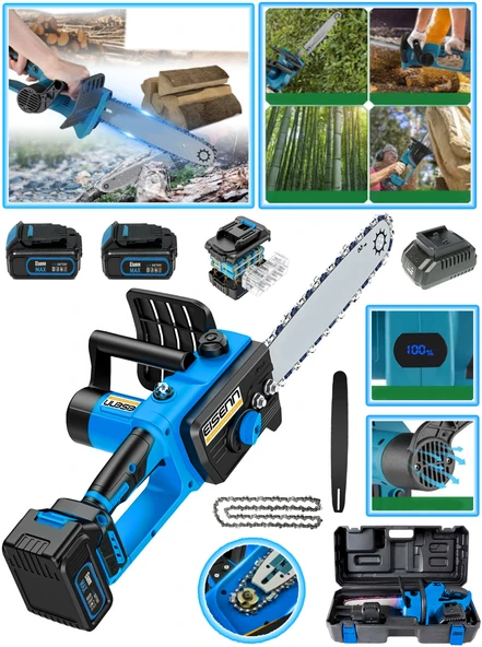 Eisenn German BL Fırçasız Motor Li-on 10 Pilli Batarya Çift Akülü 32 Cm Palalı Dal Budama Bıçkı Makinası - Resim 1