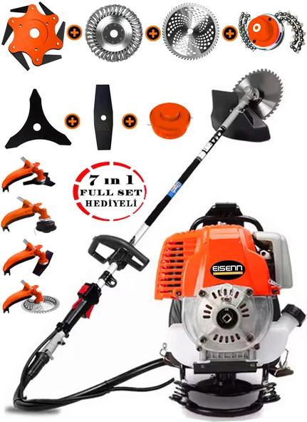 Eisenn Alman 7 In 1 Ergo Plus 9800 Series 14 Hp Metal Şanzuman Sırt Tipi Benzinli Ot Çalı Çim Biçme Tırpanı