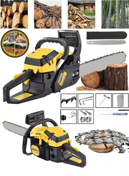 Eisenn Germany GTX Turbo Benzinli Ağaç Motoru Testere Çift Egzostlu 52 cc Hızar Bıçkı Odun Kesim Makinası - Resim 2