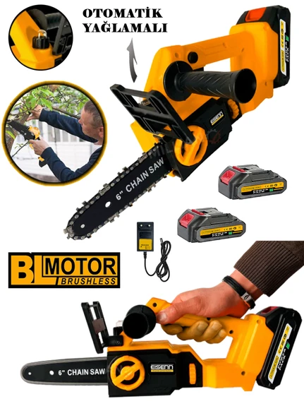 Eisenn Yeni Nesil Li-On Batarya BL Motor Pro Saw Akülü Dal Budama Testere Bıçkı Makinası 2 Akülü - 1