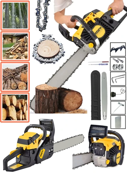 Eisenn Germany GTX Turbo Benzinli Ağaç Motoru Testere Çift Egzostlu 52 cc Hızar Bıçkı Odun Kesim Makinası ürün görseli 1