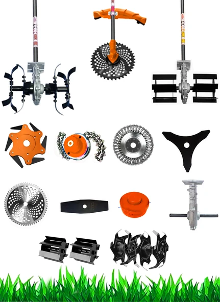 Eisenn German BP 454 10 İn 1 Sırt Tipi Ot Çim Biçme Tırpanı+Toprak Eşeleme+Akrobat Çapa Aparatı Çelik Fırça - 3