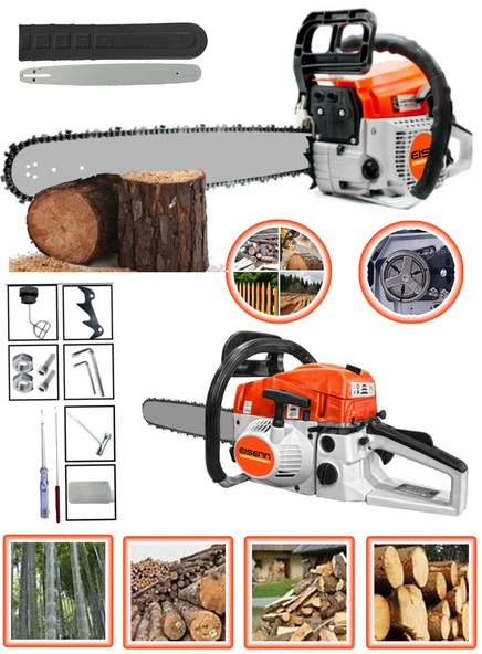 Eisenn German Technology HUG 8800 Benzinli Ağaç Motoru Odun Dal Kesim Makinası Bıçkı Hızar - Resim 2