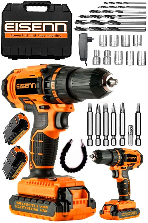 Eisenn Alman Teknoloji Pİ-SERİES 58 V 8 AH Samsung Çift Akülü Seri Vidalama Matkap  USTA Yardımcı Set
