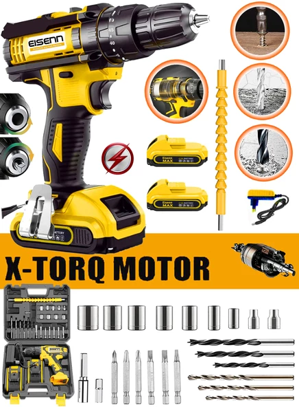 Eisenn Alman Teknoloji Maybach E-9014 Yeni Nesil Çift Akülü Vidalama Matkap Yardımcı Usta Set