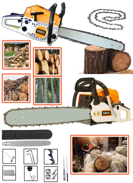 Eisenn German PROSAW MS 8800 Benzinli Ağaç Motoru Odun Kesim Hızar Bıçkı Budama Makinesi ürün görseli 1