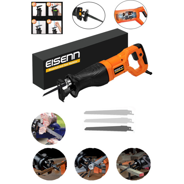 Eisenn Germany Technology Sjs Metal Şanzıman 4900 W Tilki Kuyruğu Kemik Kesim Makinası 3 Adet Bıçak Hediye