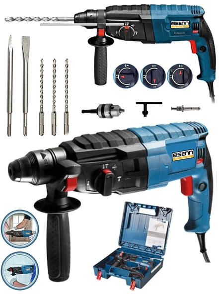 Eisenn Germany Technology Wall Tool 3600 W Bakır Sargı Kırıcı Delici Hilti Matkap + 5 Pcs Set