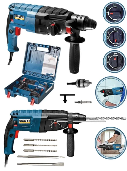 Eisenn Germany Technology Wall Tool 3600 W Bakır Sargı Kırıcı Delici Hilti Matkap + 5 Pcs Set - 2